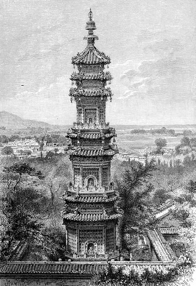 Uitzicht vanaf het Zomerpaleis, Peking, c1890 door Unbekannt