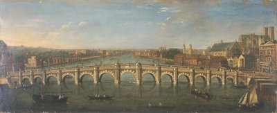 Westminster Bridge vanaf de Rivier, Kijkend naar het Zuiden, ca. 1750 door Unbekannt