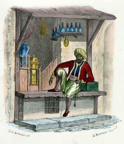 Een Arabische verkoper, gravure rond 1850 door Unknown artist