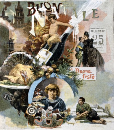 Italiaanse kerstkaart. 1893. door Unknown artist