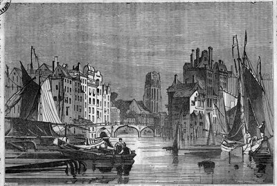 Gezicht op Rotterdam, Nederland. Gravure uit 1836 door Unknown artist