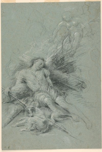 Selene ziet de slapende Endymion door Unknown artist