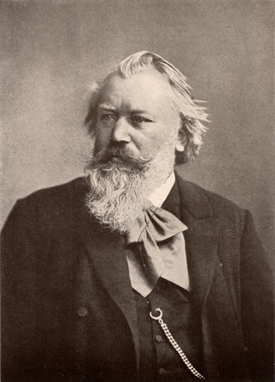 Johannes Brahms (1833-1897) Duitse componist, halftoon (print) door Unknown photographer