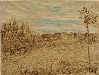 Boerderij in een veld door Vincent van Gogh