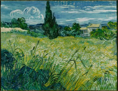 Groen tarweveld met cipres door Vincent van Gogh