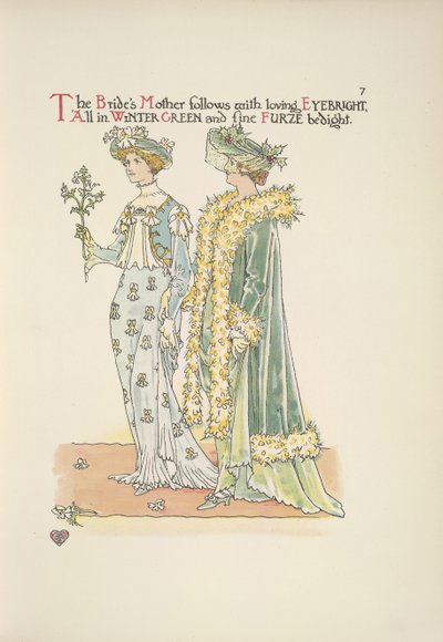 De moeder van de bruid volgt met liefdevolle Oogentroost door Walter Crane