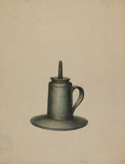 Pewter Olie Lamp, ca. 1938 door Walter Hochstrasser