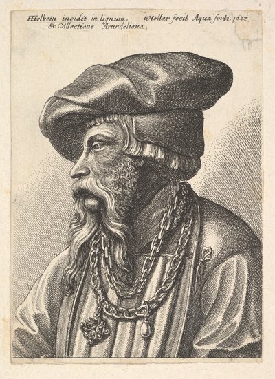 Baardige man met kettinghalsband, 1647 door Wenceslaus Hollar