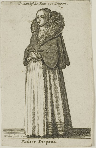 Dieppe vrouw door Wenceslaus Hollar