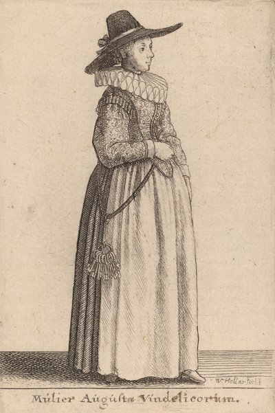 Vrouw uit Augsburg door Wenceslaus Hollar