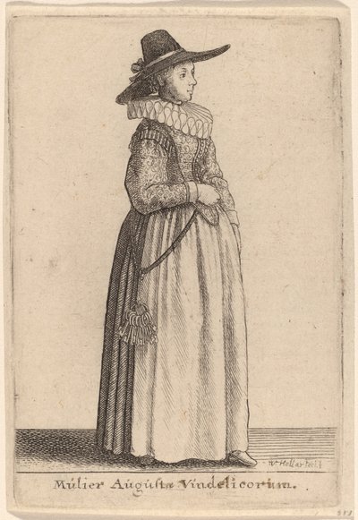 Vrouw uit Augsburg door Wenceslaus Hollar