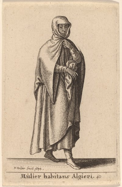 Vrouw die in Algiers woont door Wenceslaus Hollar