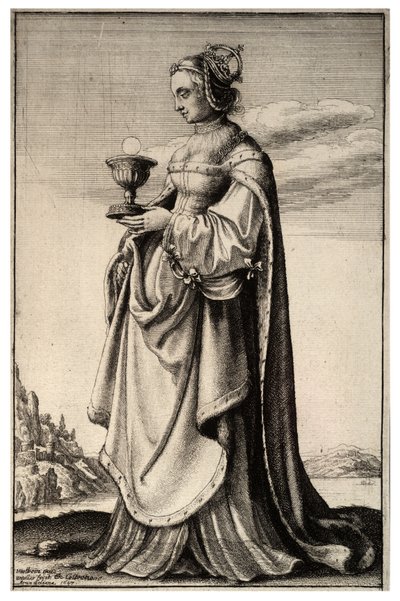 Sint Barbara door Wenceslaus Hollar