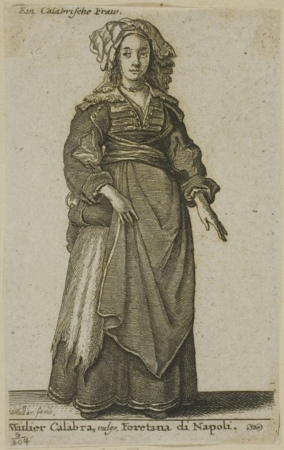 Vrouw van Calabrië door Wenceslaus Hollar