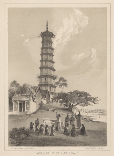 Whampoa Pagoda und Anchorage, 1855 door Wilhelm Joseph Heine