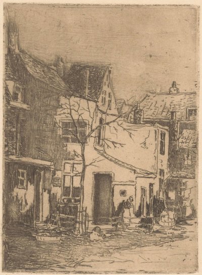 Huizen in Rijswijk door Willem Adrianus Grondhout (signed by artist)