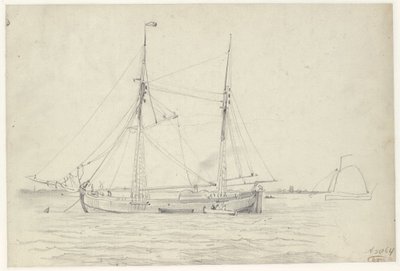 Schip op het water door Willem Anthonie van Deventer