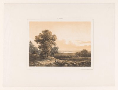 Landschap met twee figuren door Willem Roelofs (I)