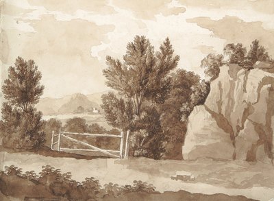 Verso: Landschap scène door William Brockedon