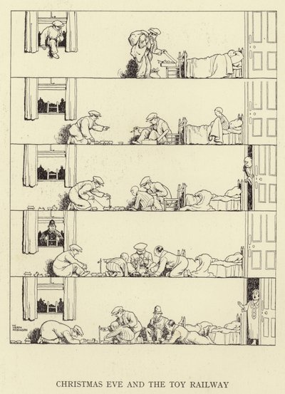 Kerstavond en de speelgoedtrein door William Heath Robinson