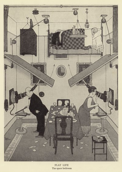 Plat Leven, de logeerkamer door William Heath Robinson