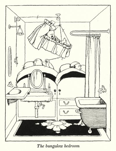 De bungalow slaapkamer door William Heath Robinson