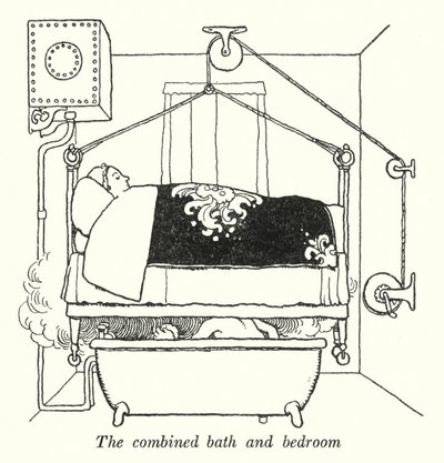 De gecombineerde bad- en slaapkamer door William Heath Robinson