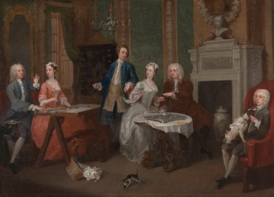 Portret van een familie door William Hogarth