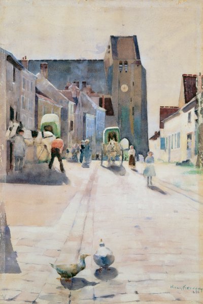 De hoofdstraat, Grez-sur-Loing, 1884 door William Kennedy