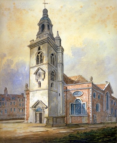 Kerk van St. Mary, Whitechapel, Londen, ca. 1815 door William Pearson