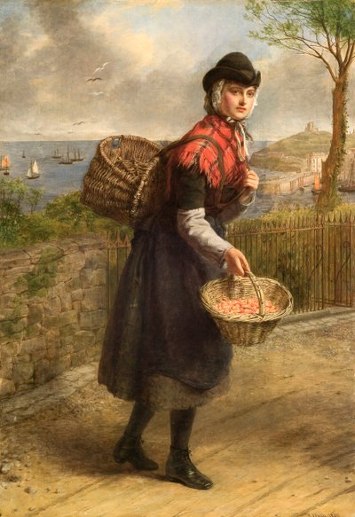 Tenby garnalenverkoper door William Powell Frith