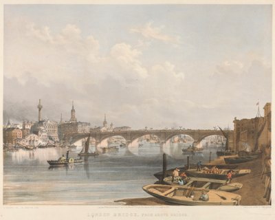 London Bridge van boven de brug door William Simpson