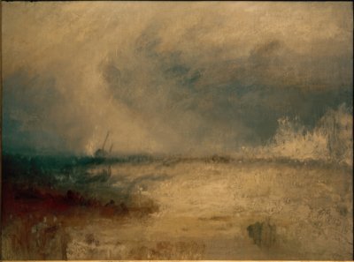 Golven breken op een kust door Joseph Mallord William Turner