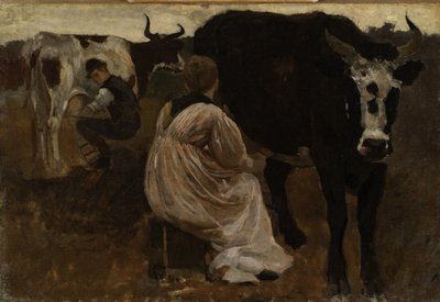 Melken, 1875 door Winslow Homer