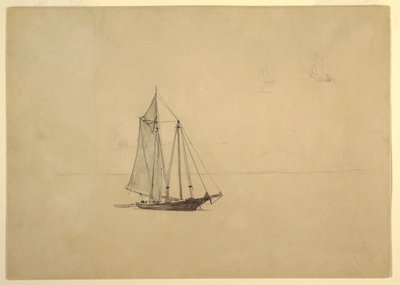 Schoener met bijboot door Winslow Homer