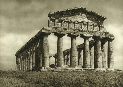 Ceres tempel in Paestum, gebouwd in 500 v.Chr. door Ferdinand Georg Waldmuller