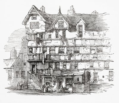 Huizen in de High Street, Edinburgh, Schotland door . .