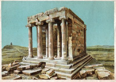 Tempel van Athena Nike, ca. 1910 (gravure) door . .