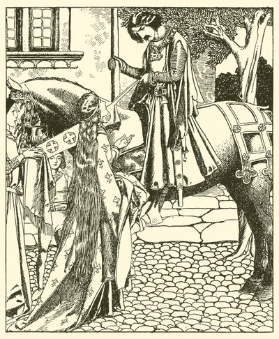 Sir Launcelot en Elouise de Schone door after Howard Pyle