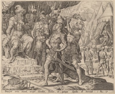 David Gewapend voor Saul door after Maerten van Heemskerck