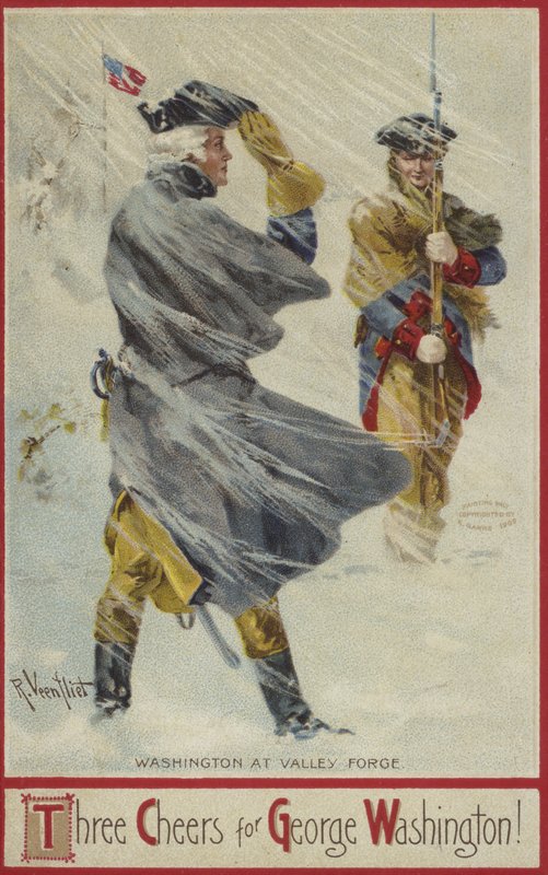 George Washington in Valley Forge door American School
