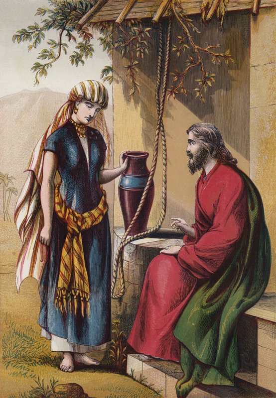 Christus en de Vrouw van Samaria door English School