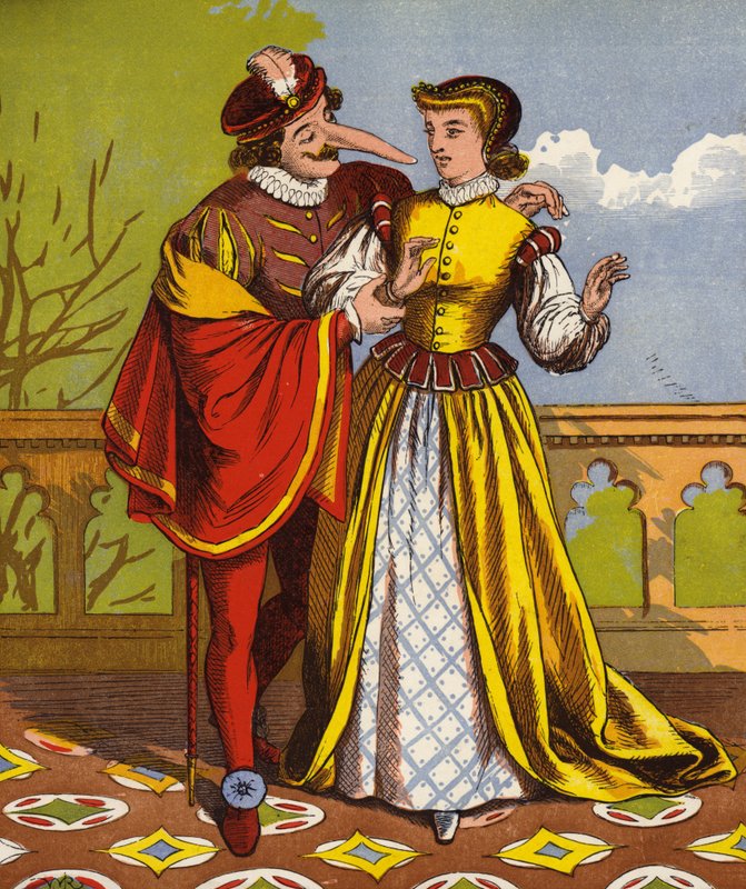Man met lange neus, mogelijk Cyrano De Bergerac door English School