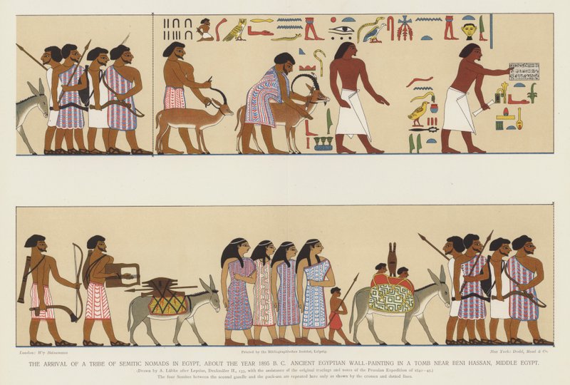 De aankomst van een stam Semitische nomaden in Egypte, rond het jaar 1895 v.Chr. door English School