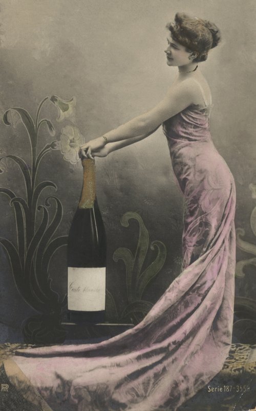 Meisje met champagnefles door French Photographer