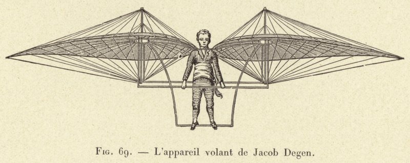 Het vliegende apparaat van Jacob Degen door French School