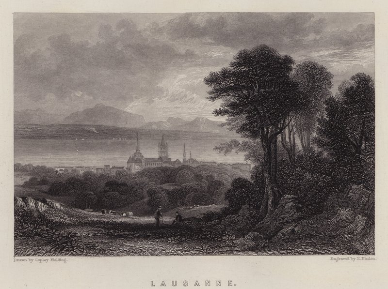 Lausanne (kleur litho) door A.V. Copley (after) Fielding