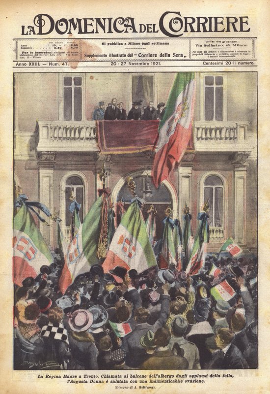 De koningin-moeder in Trento door Achille Beltrame