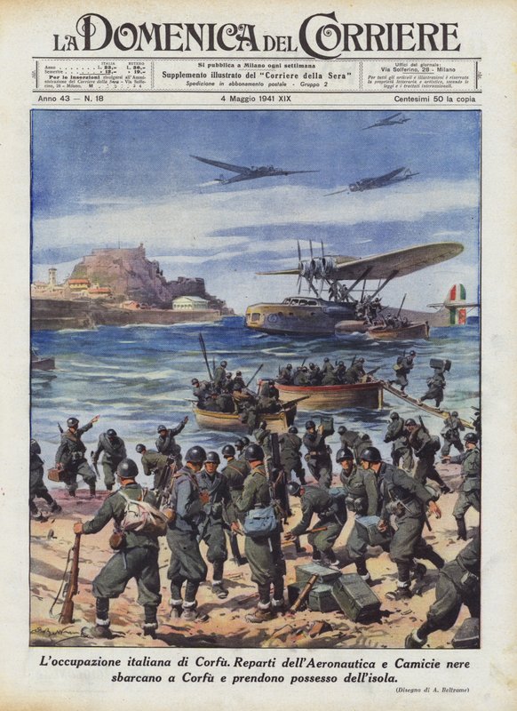 De Italiaanse bezetting van Corfu door Achille Beltrame