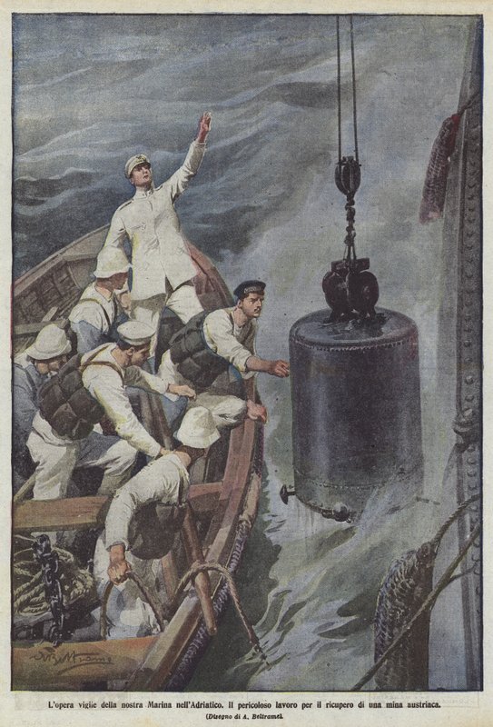 Het waakzame werk van onze Marine in de Adriatische Zee door Achille Beltrame